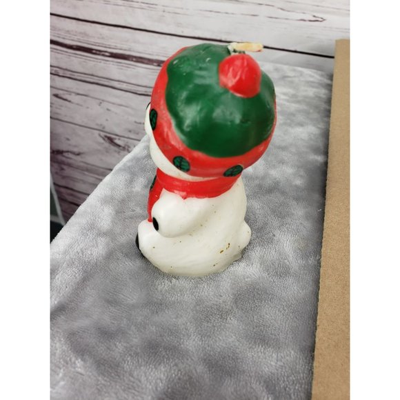 Christmas White Teddy Bear Red scarf beanie Candle Candlewax - Picture 4 of 6